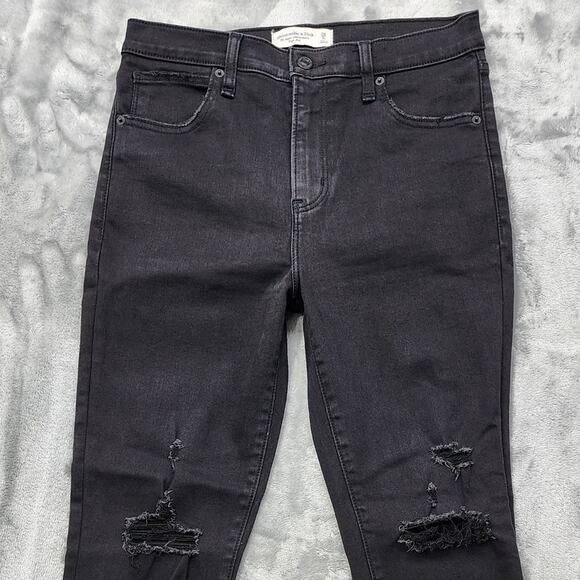 Abercrombie & Fitch Jeans Womens 28/6S SHORT Black Super Skinny Ankle High Rise - Picture 2 of 13